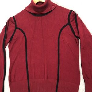 Carmen‎ Marc Valvo Turtleneck Sweater Pullover Knit Top Colorblock L